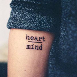 Faux Tatouage Temporaire, Autocollants, Lettres, C¿Ur, Esprit, Étanche, 1 Pièce 