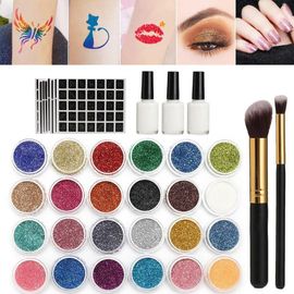 Poudre Flash Diamant Scintillante Pour Tatouage Temporaire, 45 Pièces, 125 Modèles De Couleurs, Ensemble D'outils D'art Pour Le Visage Et Le Corps Des Enfants 
