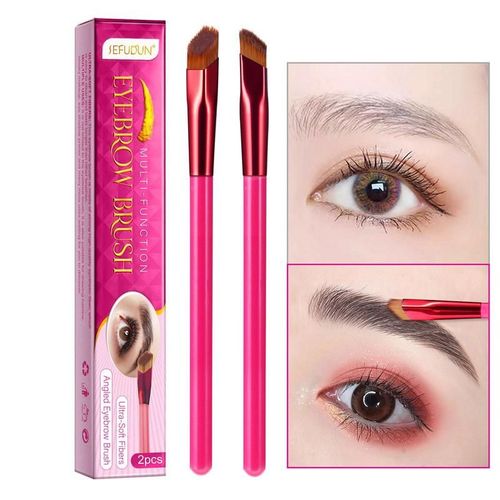 Brosse À Sourcils Multifonctionnelle, 2 Pièces, Pour Maquillage, Contour, Ombre À Paupières, Anti-Cernes, Carrée, Pour Femmes Et Filles, Pour Artistes 