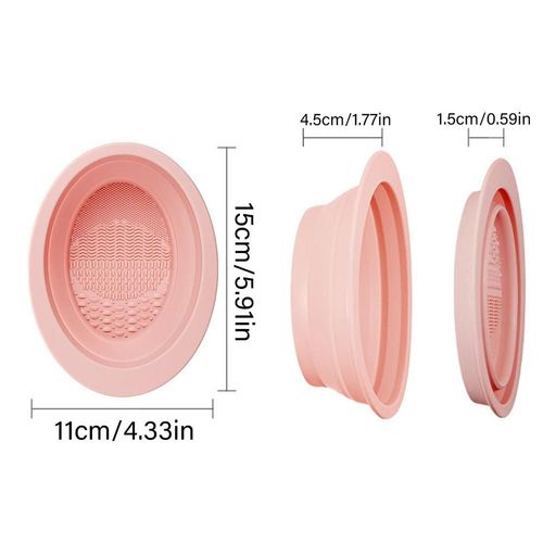 Tampon De Nettoyage De Brosse De Maquillage En Silicone, Tapis De Nettoyage Pliable, Bol D'époussetage De Fond De Teint 