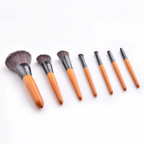 Ensemble De Pinceaux Cosmétiques De Couleur Bois, Outil De Maquillage Pour Le Visage, 7 Pièces 