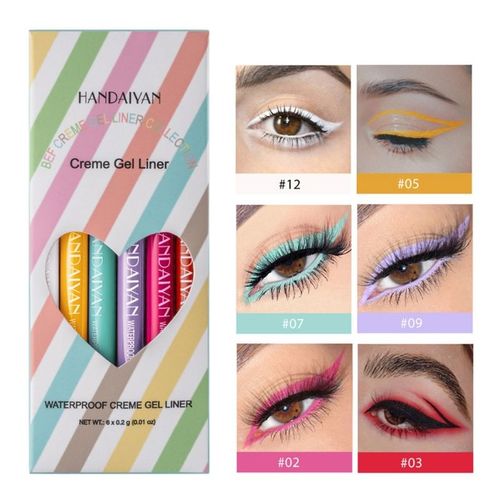 Stylo Eyeliner Gel Imperméable, 6 Couleurs, Eyeliner Coloré Longue Durée, Cosmétiques Smudge Verde, Outil De Maquillage Pour Dstressshipping 