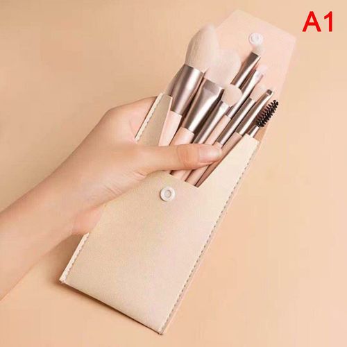 Ensemble De Mini Pinceaux De Maquillage De Voyage Pour Femmes, 8 Pièces, Portable, Doux, Correcteur De Beauté, Fond De Teint, Ombre À Paupières, Avec Sac 