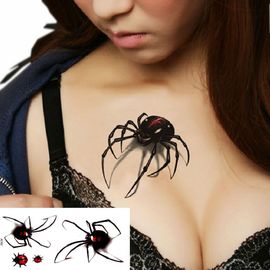 Autocollants De Tatouage Temporaire Imperméables, Couleur 3d, Araignées, Insectes 
