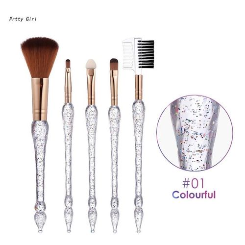 Ensemble De Pinceaux De Maquillage, 5 Pièces, Poignée En Cristal Scintillant, Brosse À Lèvres, Blush, D2ta 