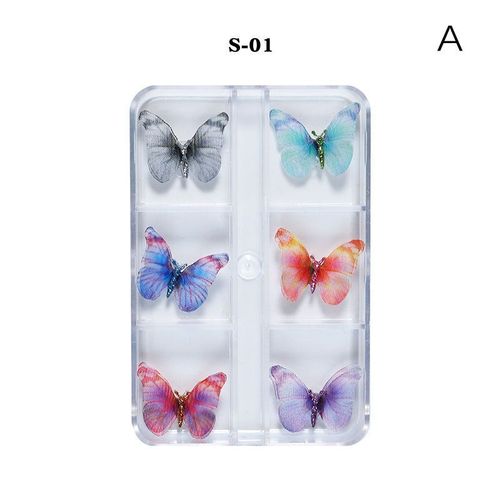 Breloques Pour Nail Art Papillon 3d, 6 Pièces, Décoration De Manucure, Design Strass, Accessoires Bijoux 