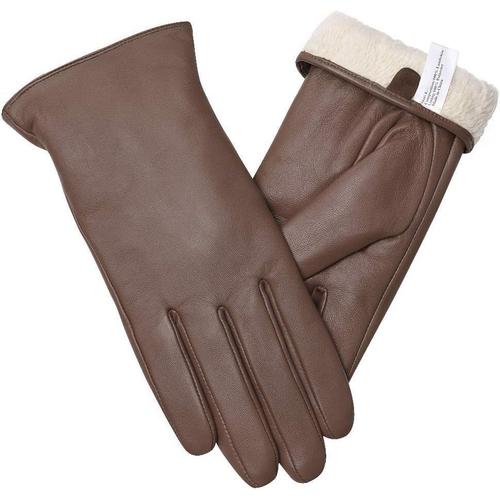 Gants Cuir Femme Mode Hiver Gants Tactile Plein Doigt Peau De Mouton Gants Femme Cadeau