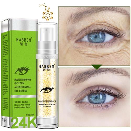 Sérum Pour Les Yeux Hydratant Doré 24k 10ml, Collagène Anti-Âge, Sérum Pour Le Visage, Anti-Boursouflure, Répare Les Cernes, Resserre La Peau Autour Des Yeux 