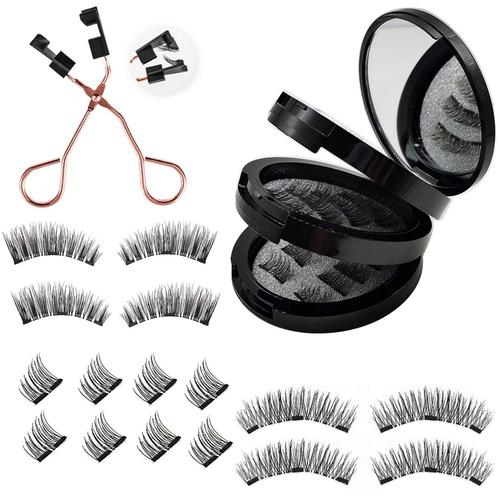 Cils Magnétiques 3d Naturels, 8 Paires, Avec Pincettes, Recourbe-Cils, Ensemble D'extension, Maquillage Pour Les Yeux 