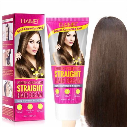 Crème De Soin Pour Cheveux Lisses, Crème À Base De Protéines, Répare Les Cheveux Abîmés, Lisse Les Frisottis Et Les Pointes Fourchues Sans Lisser 