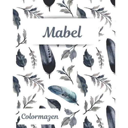 Mabel: Personalised Blue Feathers Notebook (Medium)