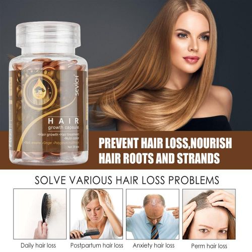Huile Capillaire Lisse, 30 Pièces, Vitamine Noire, Gingembre, Soin Pour Cheveux Abîmés, Sérum, Anti-Chute 
