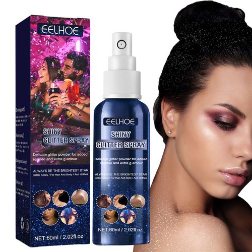 Spray À Paillettes Pour Cheveux Et Corps, 60ml, Poudre Longue Durée, Illuminateur Pour Le Visage, Fournitures De Fête 