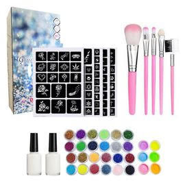Kit De Tatouage Temporaire À Paillettes De Noël Pour Adulte, Flash Diamant, Peinture Du Visage Et Du Corps, Outils D'art, 30 Documents, 200 Modèles 