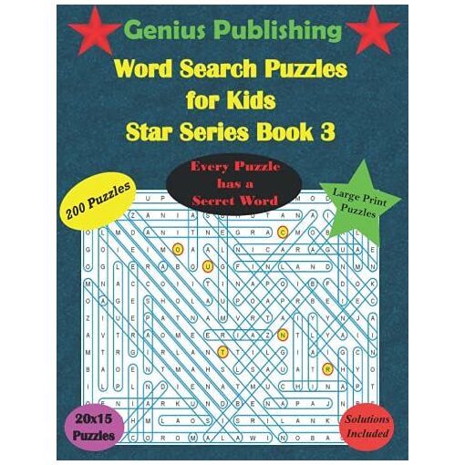 200 Large Print Word Search Puzzles For Kids - Star Series - Book 3 ...
