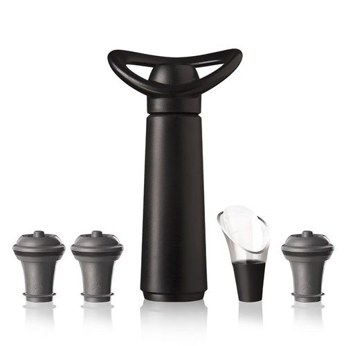 Coffret Vacuvin Pompe À Vide Noire 3 Bouchons 1 Anti-Goutte