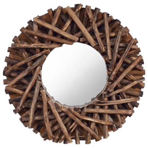 Miroir Mural Décorartif Teck Rond 40 Cm