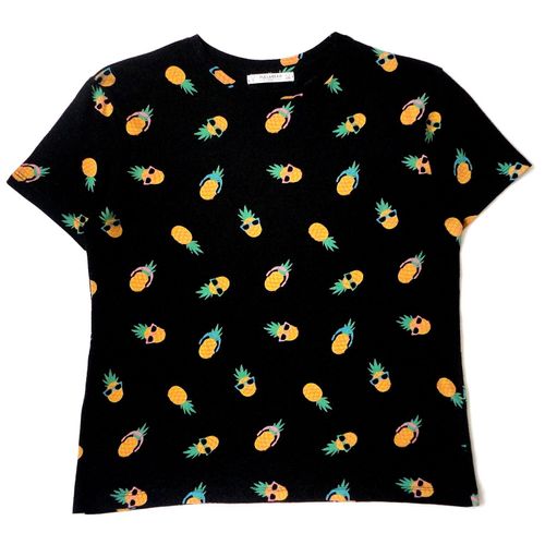 T-Shirt Noir, Print Parodie Pull&bear