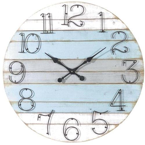 Horloge ronde en bois Marine