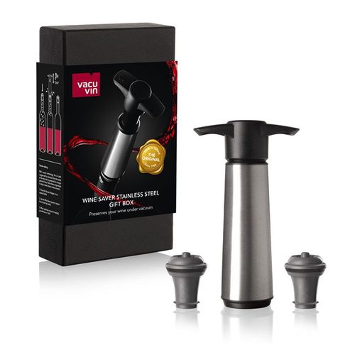 Pompe Acier Brossé + 2 Bouchons En Boite Cadeau