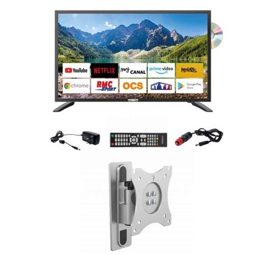 Pack ANTARION TV LED 22" 55cm Smart Connect Lecteur DVD Intégré + Support TV Camping Car