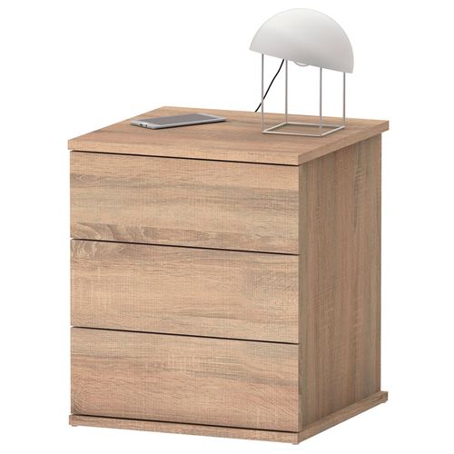 Table De Chevet 3 Tiroirs, Table De Lit 48,5x41x40cm (Haute X Large X Profond), , Bois, Briebe, Serenade