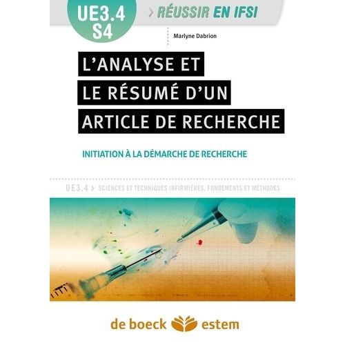 L'analyse Et Le Résumé D'articles De Recherche - Ue3.4 S4, Initiation À La Démarche De Recherche