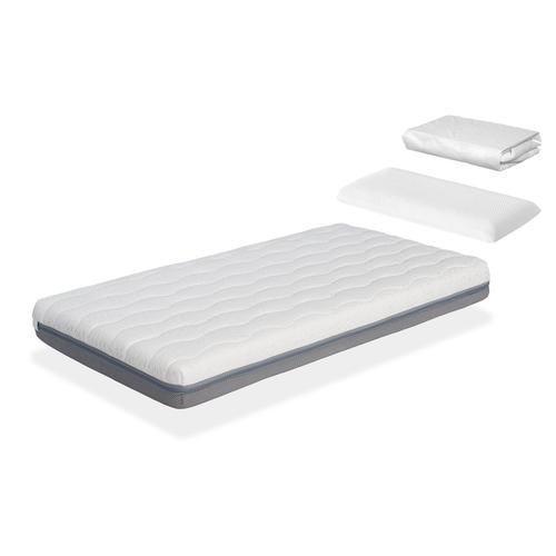 Pack Matelas 70x190 Kala Lit Enfant, Epaisseur 13 Cm + 1 Oreiller A Memoire 70x35 + 1 Protege Matelas 70x190