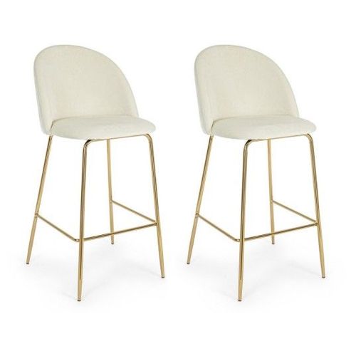 Tabouret De Bar 2 Tabourets Bar Carry Velours Blanc