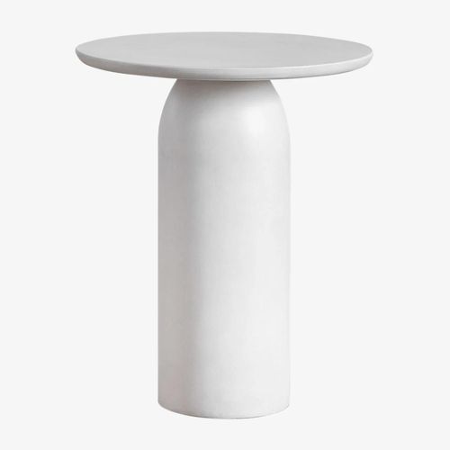 Table De Chevet Ronde En Ciment (Ø45 Cm) Layana Blanc Grisâtre