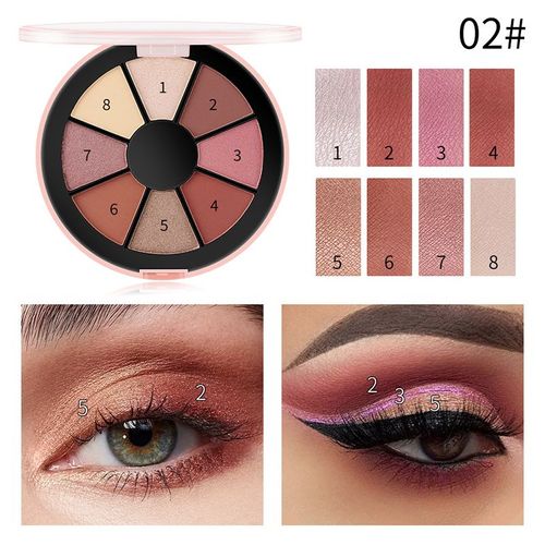 Palette D'ombres À Paupières Rondes, 8 Couleurs, Paillettes Naturelles, Terre Nacrée, Mate, Maquillage Cosmétique Pour Femmes 