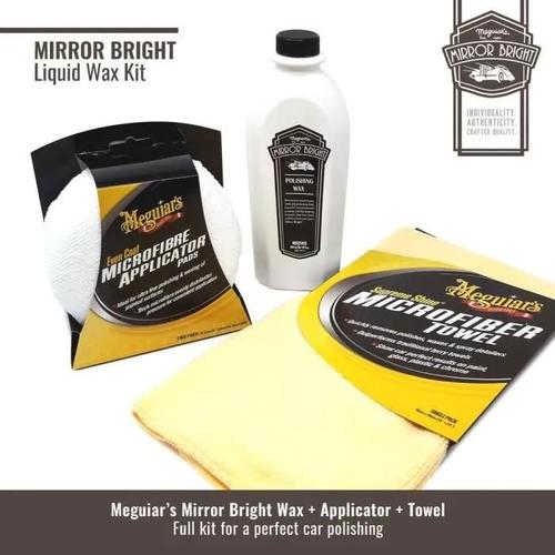 Kit Meguiar's Mirror Bright Liquid Wax Avec Chiffon Microfibre Et Applicateurs