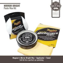 Kit Meguiar's Mirror Bright Paste Wax Avec Applicateurs Et Chiffon En Microfibre