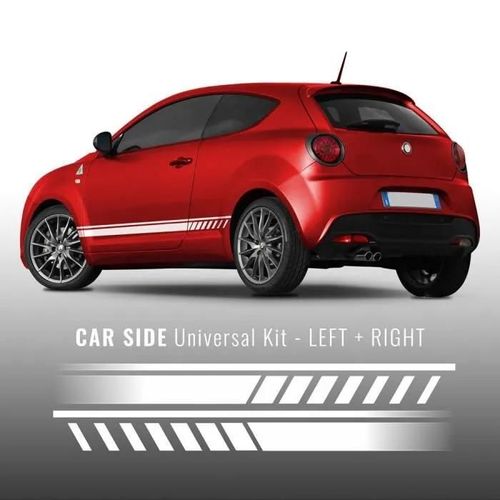 Bandes Adhésives Universelles - Alfa Romeo - Côtés Voiture - Vinyle Cast - 2,20 M - Blanc