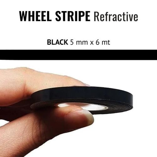 Bandes Adhésives Réfléchissantes - Non Spécifié - Jantes Moto - Noir - 5 Mm - 6 Mt