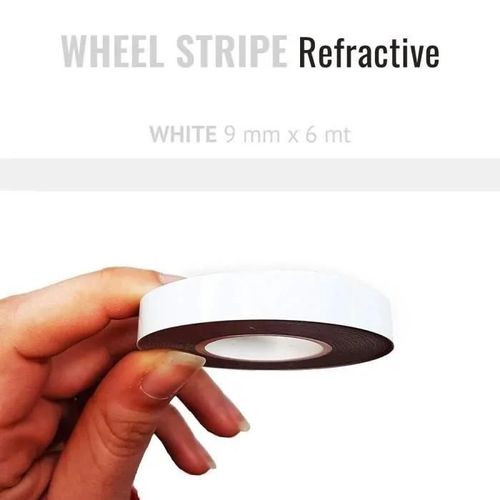 Bandes Adhésives Réfléchissantes - Non Spécifié - Jantes Moto - Blanc - 9 Mm - 6 Mètres