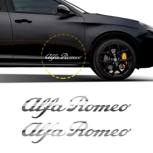 Autocollants - Alfa Romeo - 25 Cm - Chromé - 2 Pièces - Application Simple