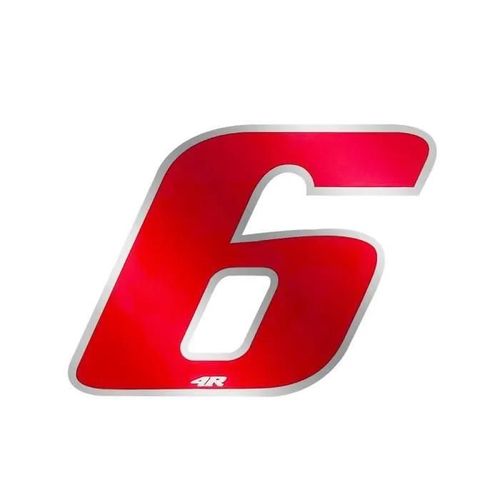 Autocollant - Non Spécifié - Numéro 6 - Rouge Chrome - Moyen - 100 X 130 Mm