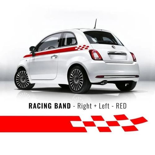 Bandes Adhésives Décoratives - Fiat - 500 - Rouge - Côtés - Résistantes Aux Intempéries
