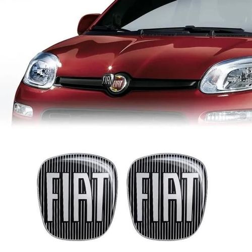 Autocollant Fiat 3d Remplacement Logo Noir Panda, Avant Et Arrière