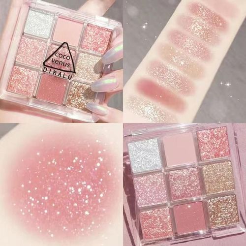 Palette De Fards À Paupières 9 Couleurs, Mode, Maquillage Mat, Poudre D'ombre À Paupières, Diamant Métallique, Paillettes, Cosmétiques Pour Femmes 
