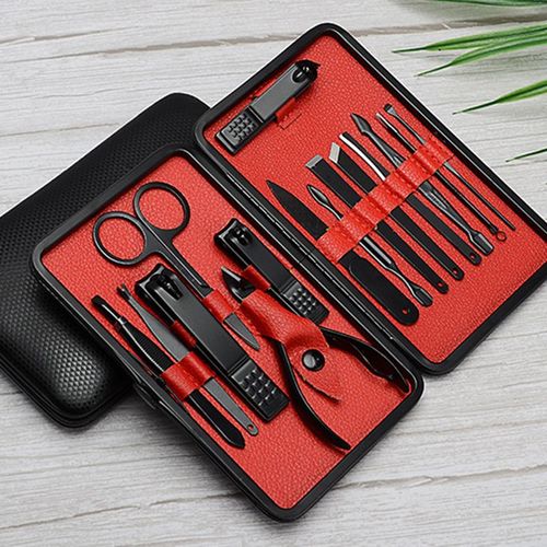 Kit De Manucure Et Pédicure En Acier Inoxydable, Coupe-Ongles Avec Étui Portable, 15 Pièces 