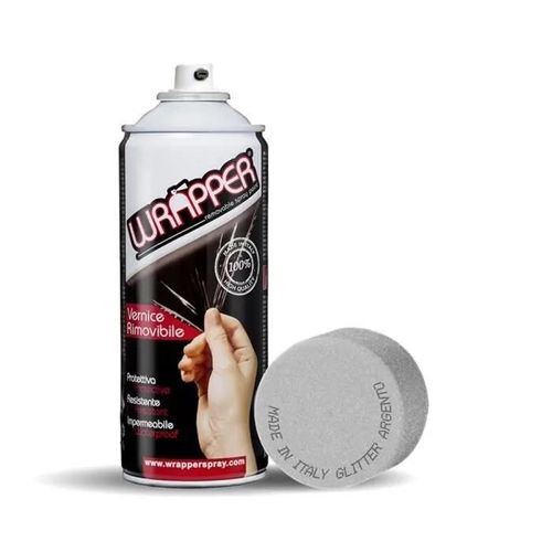 Wrapper Spray Peinture Amovible en Aérosol, Paillettes Argent