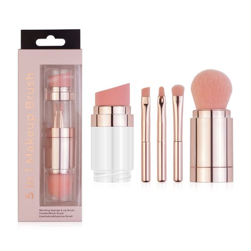 Ensemble De Pinceaux De Maquillage Professionnels Pour Femmes Et Filles, Kit De Pinceaux Cosmétiques, Outils De Maquillage, Commodité, Taille De Voyage, 5 En 1 