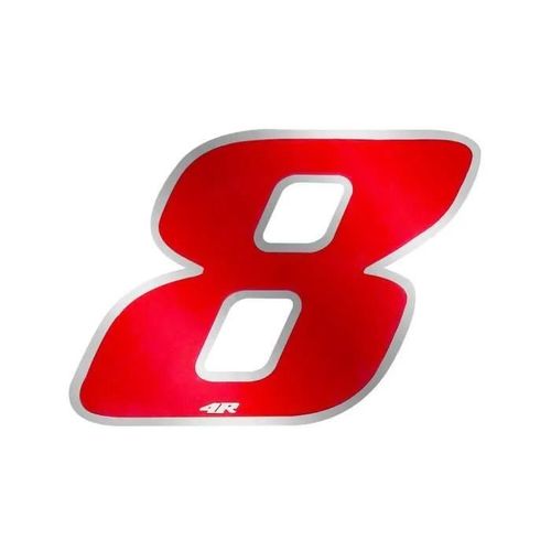 Autocollant - Moto - Numéro 8 - Rouge Chrome - 100 x 130 mm - Adhésif Brillant