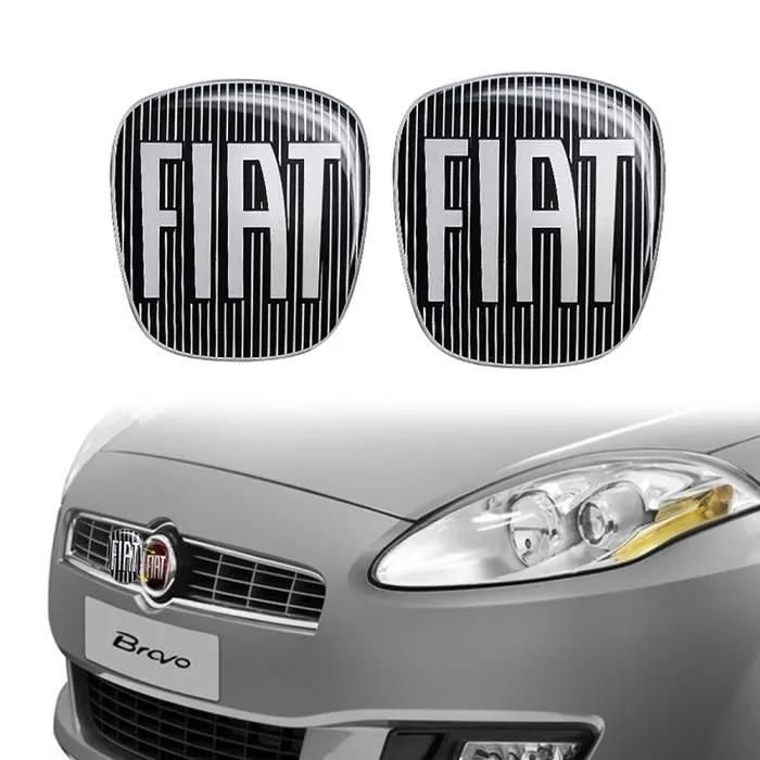 Autocollant - Fiat - Logo 3d Noir - Remplacement Pour Bravo - Dimensions 75x69mm - Flexible