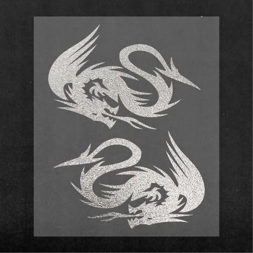 Sticker Autocollant Prédécoupé - Dragon - Argent - 10 X 12 Cm - Résistant - Durable