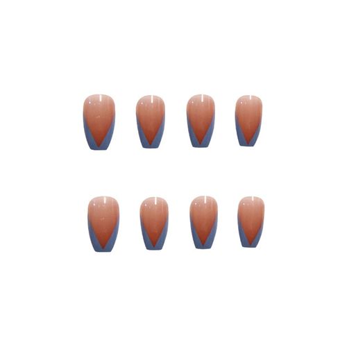 Autocollant Pour Ongles, 24 Pièces, Bleu, Longue Tenue, Patch De Manucure, Mode, Faux Ongles, Gain De Temps 