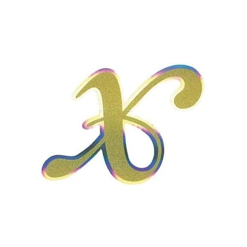 Lettre X Adhésive Holographique, Or