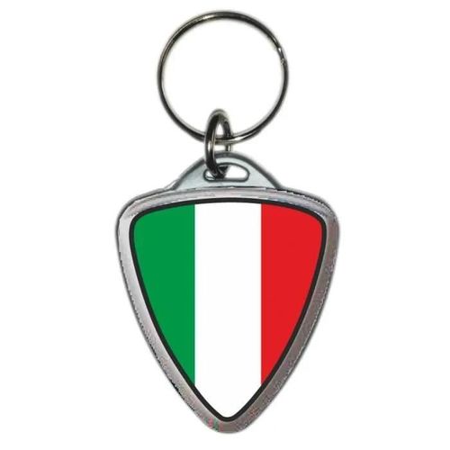 Porte-clé Moto Soft Kry Shield Drapeau Italie Base Argent